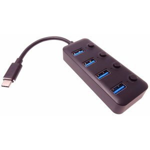 PremiumCord 5G SuperSpeed USB Hub Type C na 4x USB 3.1 A Gen1, vypínače portů - ku31hub08