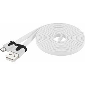PremiumCord kabel micro USB 2.0, A-B 2m, plochý PVC kabel, bílá - ku2m2fp1