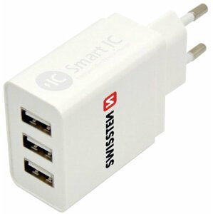 SWISSTEN travel charger smart IC with 3x USB 3,1A Power, bílá - 22013303