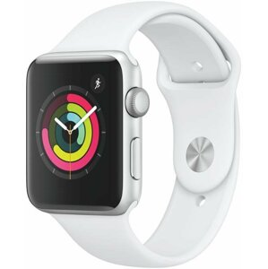 Apple Watch Series 3 42mm stříbrný hliník s bílým sportovním řemínkem - MTF22CN/A