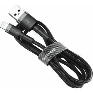 Baseus odolný nylonový kabel USB Lightning 2.4A 1M, šedá + černá - CALKLF-BG1