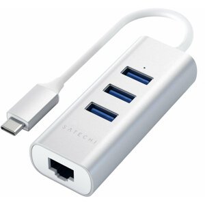 Satechi Type-C 2v1 3 Port USB 30 HUB Ethernet, stříbrná - ST-TC2N1USB31AS