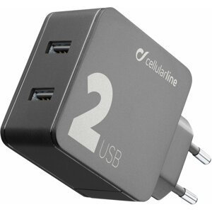 CellularLine síťová nabíječka Multipower 2, 2 x USB port, černá - ACHUSB224WK
