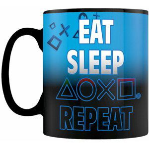 Hrnek Playstation - Eat Sleep Play Repeat, měnící se, 320ml - MGH0071