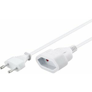 PremiumCord kabel síťový prodlužovací dvojvidlice 230V, 2m, bílá - kpsm2w