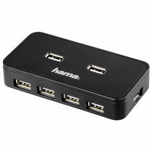 Hama HUB, 7xUSB 2.0., se síťovým zdrojem, černá - 39859