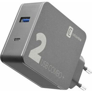 CellularLine síťová nabíječka Multipower 2 Combo Plus, USB-C, USB, PD, 48W, černá + kabel USB-C, - ACHITKITC2CQCPD48K