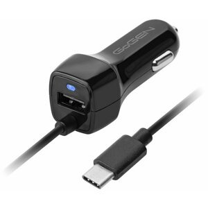 GoGEN nabíječka do auta, 1xUSB, integrovaný kabel microUSB, 1.5m, černá - GOGCH28MCB