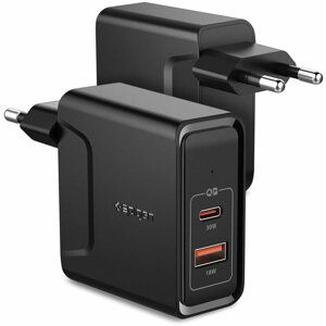 Spigen síťová nabíječka PowerArc ArcStation F211, USB-C PD 3.0, USB-A, 30W/18W, černá - 000AD24973