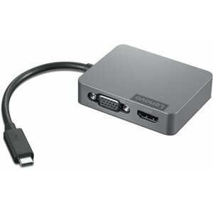 Lenovo cestovní hub Travel Hub Gen2 USB-C - HDMI,VGA, RJ45, USB-A, 4K@30Hz, šedá - 4X91A30366