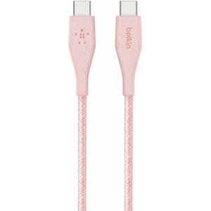 Belkin kabel DuraTek USB-C, M/M, opletený, s řemínekm, 1.2m, růžová - F8J241bt04-PNK