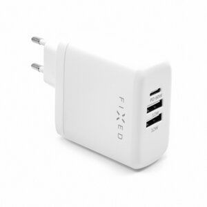 FIXED síťová nabíječka USB-C, 2xUSB-A, PD, 60W, bílá - FIXC60-C2U-WH