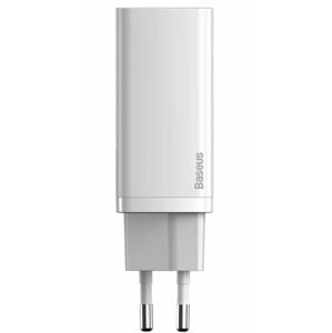 Baseus síťová nabíječka GaN2 Lite Quick, 2x USB-C, 65W, bílá - CCGAN2L-E02