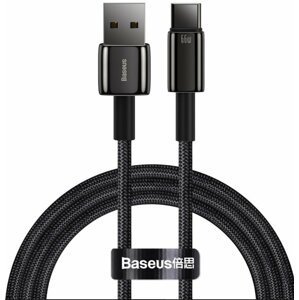 BASEUS kabel Tungsten Gold, USB-A - USB-C, M/M, rychlonabíjecí, datový, 66W, 1m, černá - CATWJ-B01