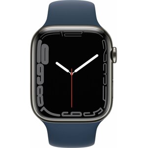 Apple Watch Series 7 Cellular, 45mm, Graphite, Stainless Steel, Abyss Blue Sport Band - MKL23HC/A