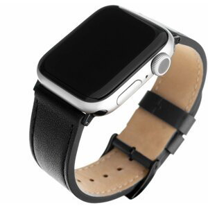 FIXED kožený řemínek pro Apple Watch 42/44/45mm, černá - FIXLST-434-BK