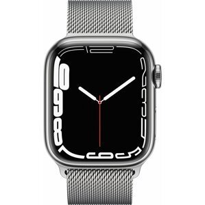 Apple Watch Series 7 Cellular, 45mm, Silver, Stainless Steel, Silver Milanese Loop - MKJW3HC/A