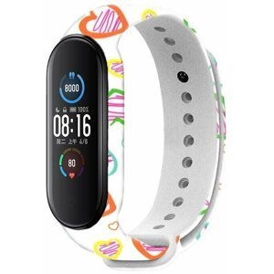 Rhinotech řemínek pro Xiaomi Mi Band 6, bílá - motiv srdce - RTACC143