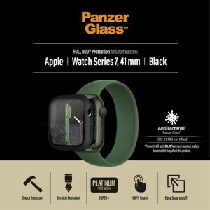 PanzerGlass ochranný kryt pro Apple Watch Series 7/8 41mm, antibakteriální, černá - 3663