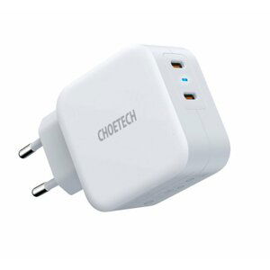 Choetech síťová nabíječka PD6009, 2x USB-C, PD, 40W, bílá - PD6009-EU-WH