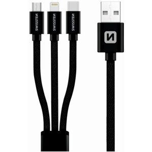 SWISSTEN datový kabel 3v1, MFi, opletený, 1.2m, černá - 72501101