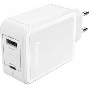 Hama síťová nabíječka, USB-C, USB-A, QC 3.0/PD, 42 W, bílá - 183320