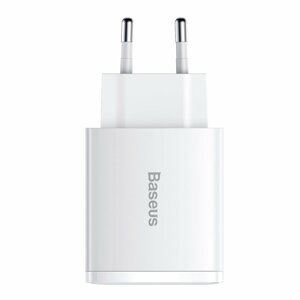 Baseus rychlonabíjecí adaptér, 2x USB-A, 1x USB-C, 30W, bílá - CCXJ-E02