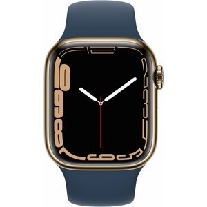 Apple Watch Series 7 Cellular, 41mm, Gold, Stainless Steel, Abyss Blue Sport Band - MN9K3HC/A