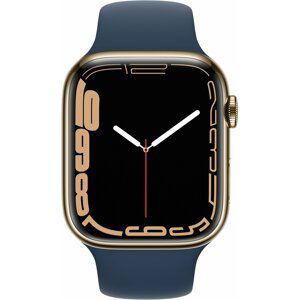 Apple Watch Series 7 Cellular, 45mm, Gold, Stainless Steel, Abyss Blue Sport Band - MN9M3HC/A