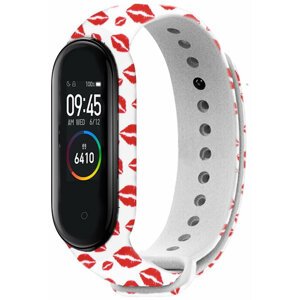 RhinoTech řemínek pro Xiaomi Mi Band 3/4, bílá - motiv rty - RTACC117