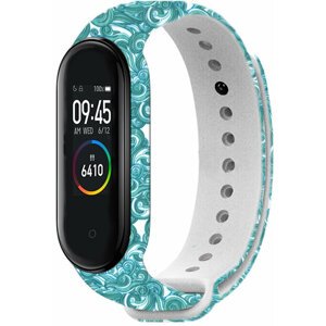 RhinoTech řemínek pro Xiaomi Mi Band 3/4, bílá - motiv vlny - RTACC121