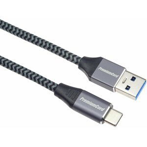 PremiumCord kabel USB-A - USB-C, USB 3.2 gen. 1, 3A, 5Gbit/s, opletený, 1m - ku31cs1