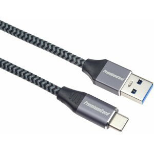 PremiumCord kabel USB-A - USB-C, USB 3.2 gen. 1, 3A, 5Gbit/s, opletený, 3m - ku31cs3