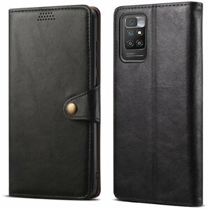 Lenuo Leather flipové pouzdro pro Xiaomi Redmi 10, černá - 348085