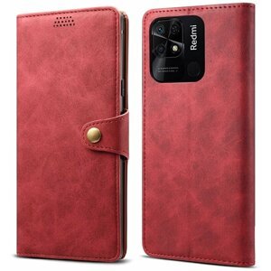 Lenuo Leather flipové pouzdro pro Xiaomi Redmi 10C, červená - 348279