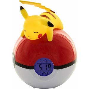 Budík Pokémon - Pikachu & Pokéball, digitální, svítící, stolní - TF811354