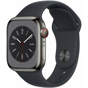 Apple Watch Series 8, Cellular, 41mm, Graphite Stainless Steel, Midnight Sport Band - MNJJ3CS/A