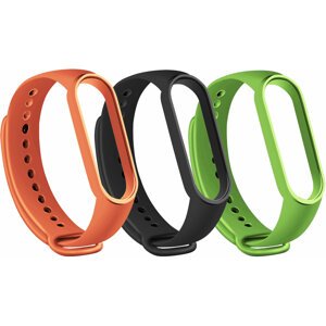 RhinoTech řemínek pro Xiaomi Mi Band 7 (3-pack), černá, oranžová, zelená - RTACC238