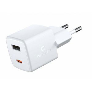 SWISSTEN síťový adaptér GaN, USB-A, USB-C, PD, QC, 30W, bílá - 22056100