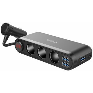 YENKEE nabíjecí adaptér do auta YAC 470, 3x USB-A, USB-C, 3x 12V, černá - 35057674