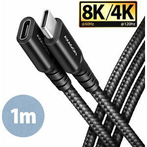 AXAGON kabel prodlužovací USB-C(M) - USB-C(F), USB 20Gbps, PD 240W 5A, 8K HD, ALU, oplet, 1m, černá - BUCM32-CF10AB