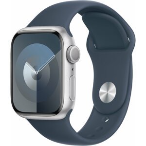 Apple Watch Series 9, 41mm, Silver, Storm Blue Sport Band - S/M - MR903QC/A