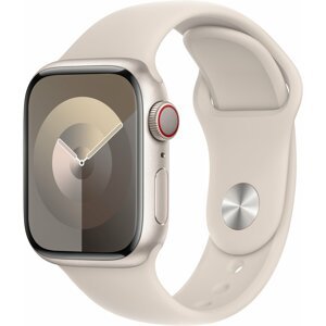 Apple Watch Series 9, Cellular, 41mm, Starlight, Starlight Sport Band - S/M - MRHN3QC/A