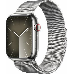 Apple Watch Series 9, Cellular, 45mm, Silver Stainless Steel, Silver Milanese Loop - MRMQ3QC/A