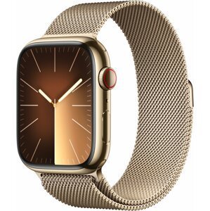 Apple Watch Series 9, Cellular, 45mm, Gold Stainless Steel, Gold Milanese Loop - MRMU3QC/A