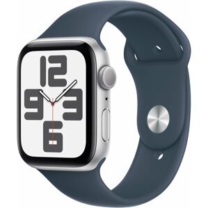 Apple Watch SE 2023, 44mm, Silver, Storm Blue Sport Band - S/M - MREC3QC/A
