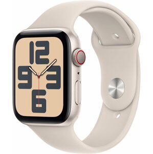 Apple Watch SE 2023, Cellular, 44mm, Starlight, Starlight Sport Band - M/L - MRGX3QC/A