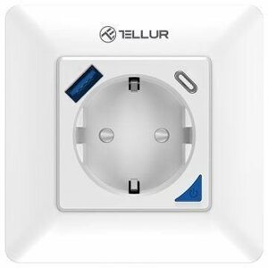 Tellur WiFi Smart Wall Plug, 3600W, 16A, PD20W, USB 18W, bílá - TR0128