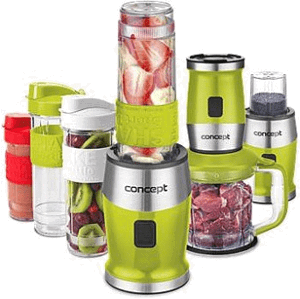 CONCEPT SM3393 Fresh&Nutri smoothie mixér, chopper, mlýnek, 700 W + láhve 2 x 570 ml + 400 ml zelený; sm3393