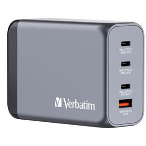 Verbatim Cestovní adaptér GNC-240, GaN zástrčka, 3x USB-C PD 140W 100W 65W, 1xUSB-A QC 3.0, Verbatim; 32205